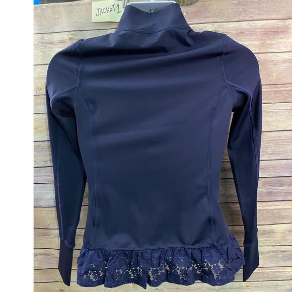 $188 KATE SPADE New York Womens Small Eyelet JACKET Zip NAVY BLUE Stretch - Picture 2 of 12